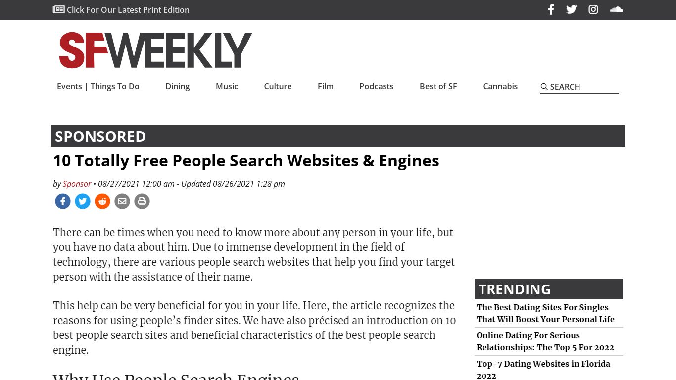 10 Totally Free People Search Websites & Engines - SF Weekly